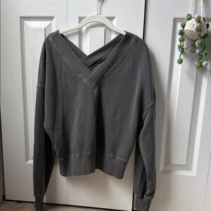 Double V Neck Charcoal Sweater